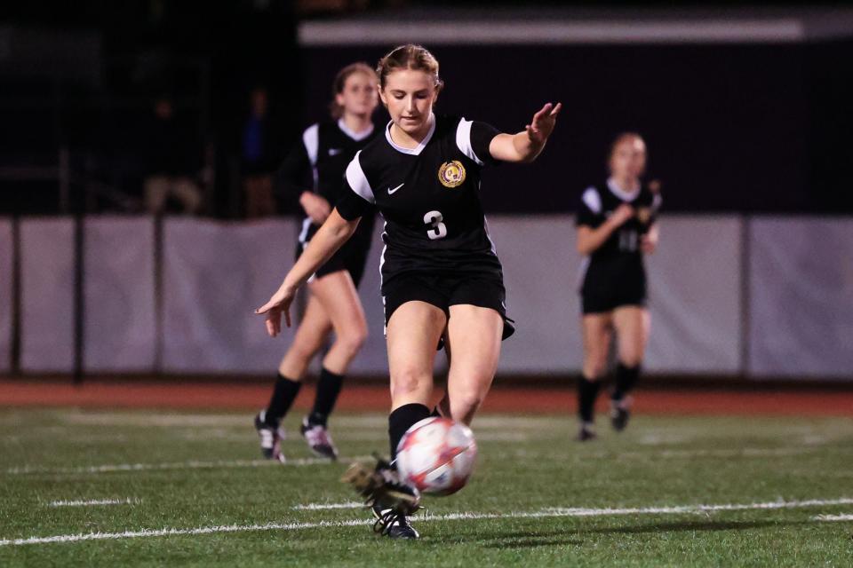 Byrd's Lily Blaylock moves the ball in a soccer contest against Loyola.