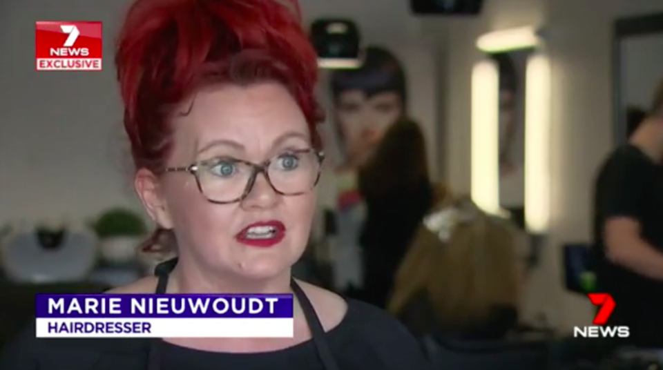 Hairdresser Marie Nieuwoudt was shocked to see salon hair product being sold in a supermarket. Source: 7 News