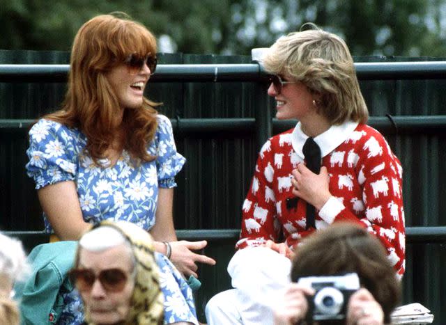 <p>Jayne Fincher/Princess Diana Archive/Getty Images</p> Sarah Ferguson and Princess Diana at the Guard's Polo Club in June 1983