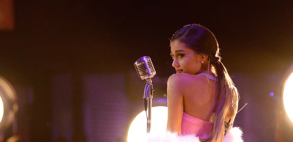 Singer Ariana Grande performs onstage during the 2016 MTV Movie Awards.