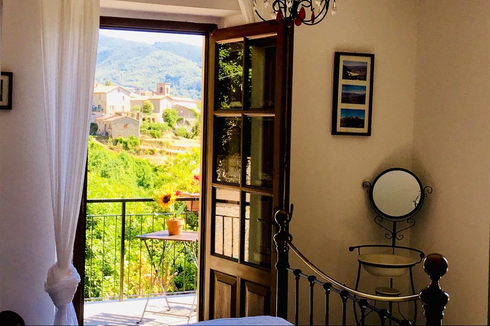 view from a bedroom at the Northern Tuscan villa
