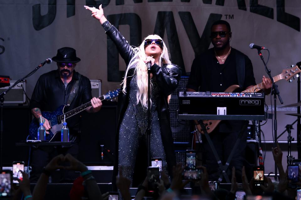 Christina Aguilera headlined Pride Live's Stonewall Day 2023 at Hudson Yards in New York City on June 23.