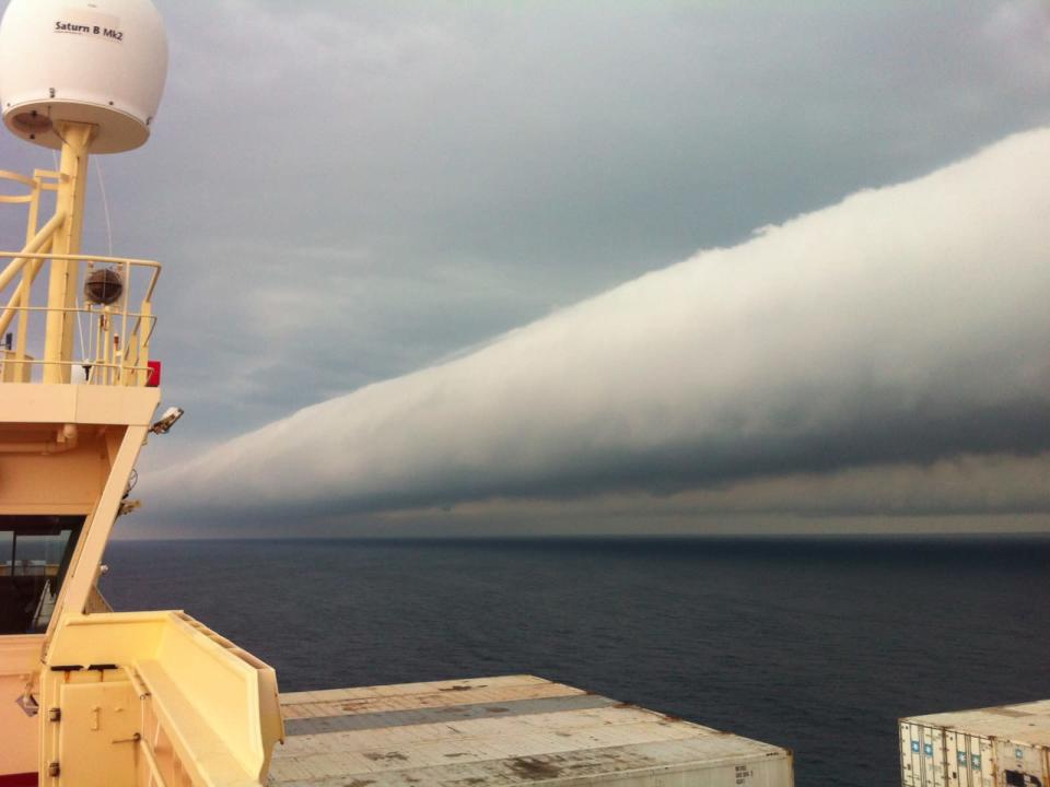 Photo of a roll cloud taken by Capt. Andreas M. van der Wurff near Brazil on Feb. 6.