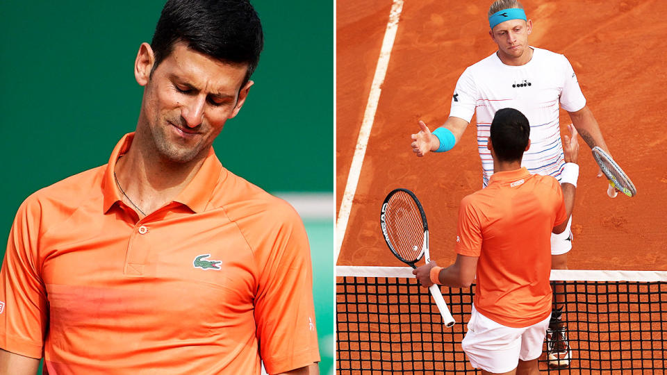 Novak Djokovic, pictured here after he lost to Alejandro Davidovich Fokina at the Monte Carlo Masters.