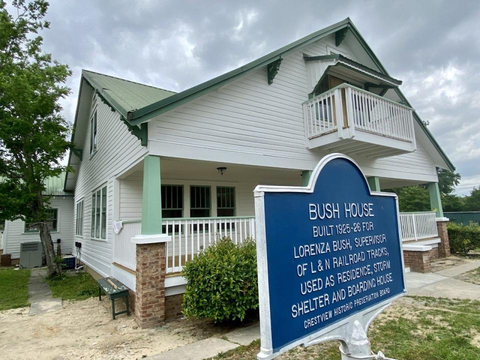 Renovations to the historic Lorenza Bush House in downtown Crestview include the addition of a second-floor balcony that matches the one original to the structure.