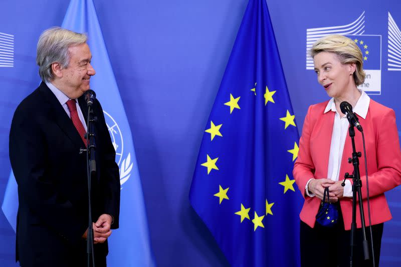 European Commission President Ursula von der Leyen receives the Secretary-General of the United Nations Antonio Guterres