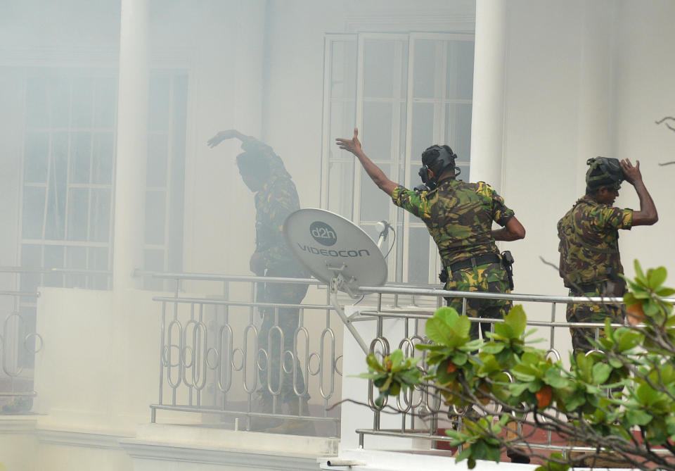 Smoke outside the home following the blast. Source: Getty Images