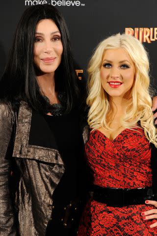 <p>Fotonoticias/WireImage</p> Cher and Christina Aguilera in 2010