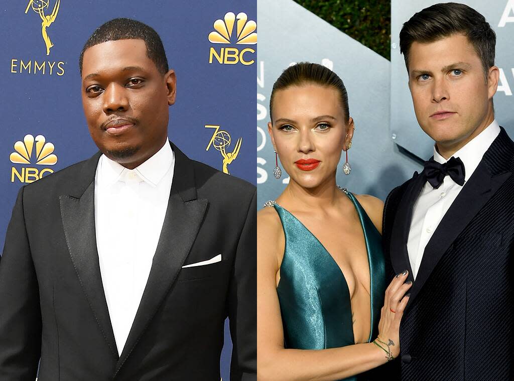 Michael Che, Colin Jost, Scarlett Johansson