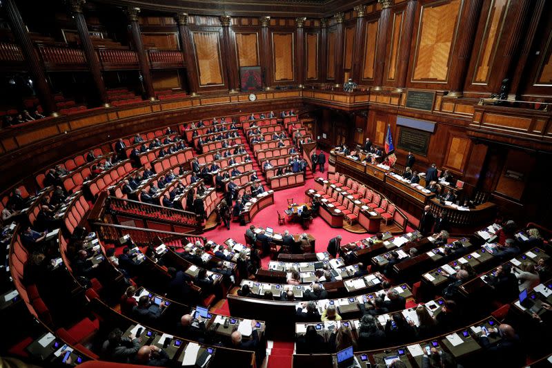 General view shows the inside of the Madama Palace (Senate)