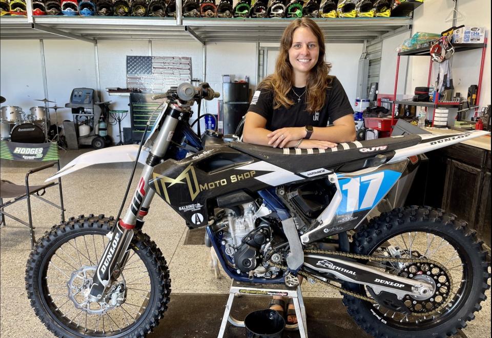 Hannah Hodges, 25, of Pierson placed second in the Loretta Lynn Amateur National Motocross Championship race in Tennessee this year. Hodges, who started riding dirt bikes at age 6, now trains children to ride. One of her students, Logan Mortberg, 16, of Pierson, placed fourth in his race category in the nationals.