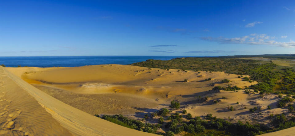 BAZARUTO NATIONAL PARK, MOZAMBIQUE - JULY 14: Sand dune in bazaruto national park, vilanculos, Mozambique on July 14, 2013 in Bazaruto National Park, Mozambique.  