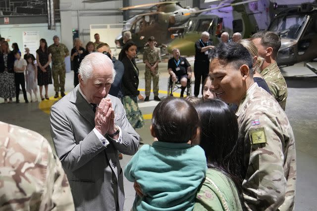 <p>Kin Cheung - WPA Pool/Getty Images</p> King Charles spoke about the effects of his cancer treatment while visiting the Army Flying Museum in Hampshire on May 13