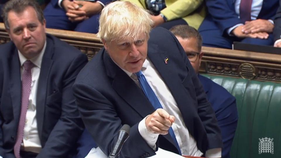 Prime Minister Boris Johnson speaks during his final Prime Minister’s Questions (PA) (PA Wire)