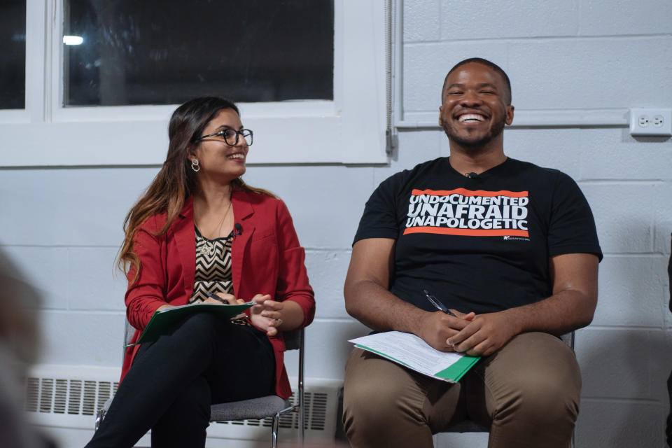 DACA recipients Saba Nafis and Jonathan Jayce-Green at the UndocuInnovation Festival in San Francisco (Daniel Clayton)