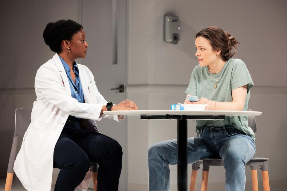 April Matthis, left, and Rachel McAdams in a scene from Amy Herzog's "Mary Jane" on Broadway.