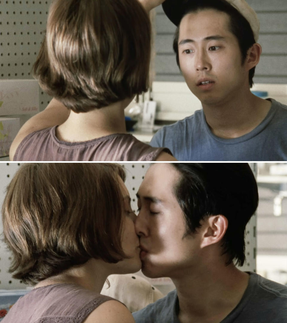 glenn and maggie kissing