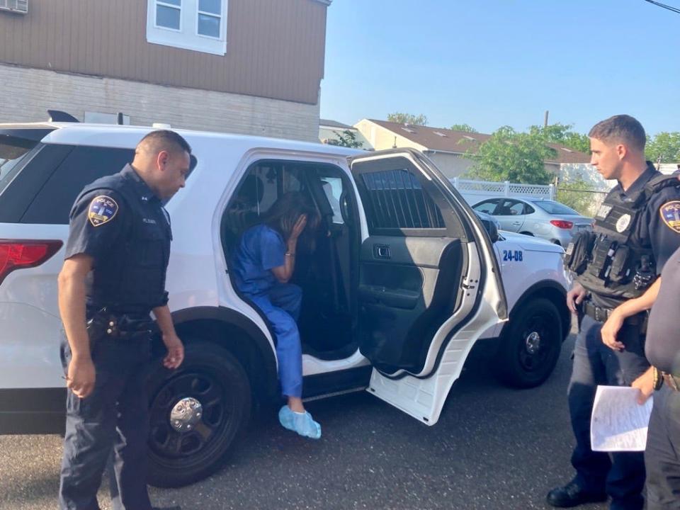 Sammar Khan, 40 , of Levittown, arrives for her arraignment on charges that she killed her husband Faisal Iqbal on May 30, 2023 at the wharf in Bristol Borough.