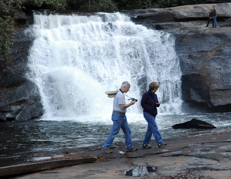 Hikers enjoy Triple Falls