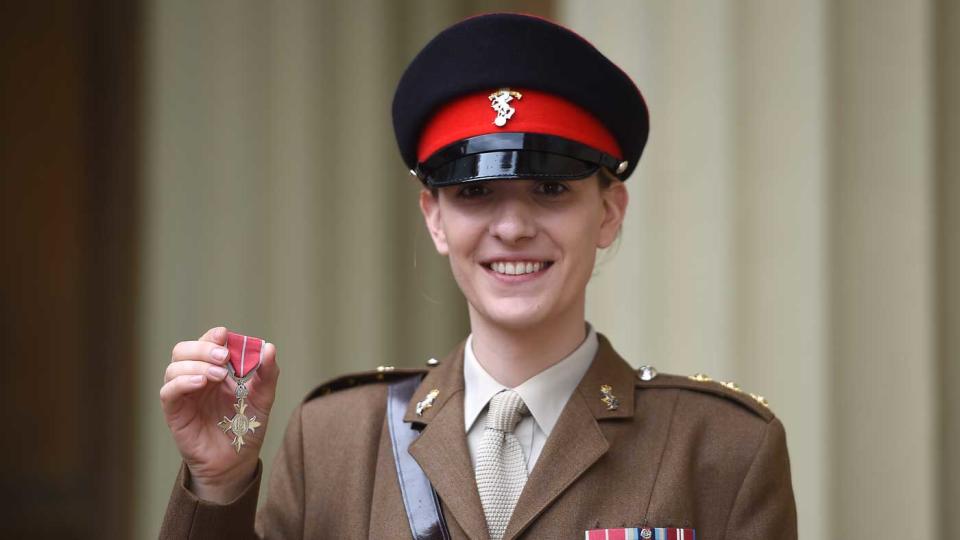 Captain Hannah Graf receives her MBE at Buckingham Palace in June 2019