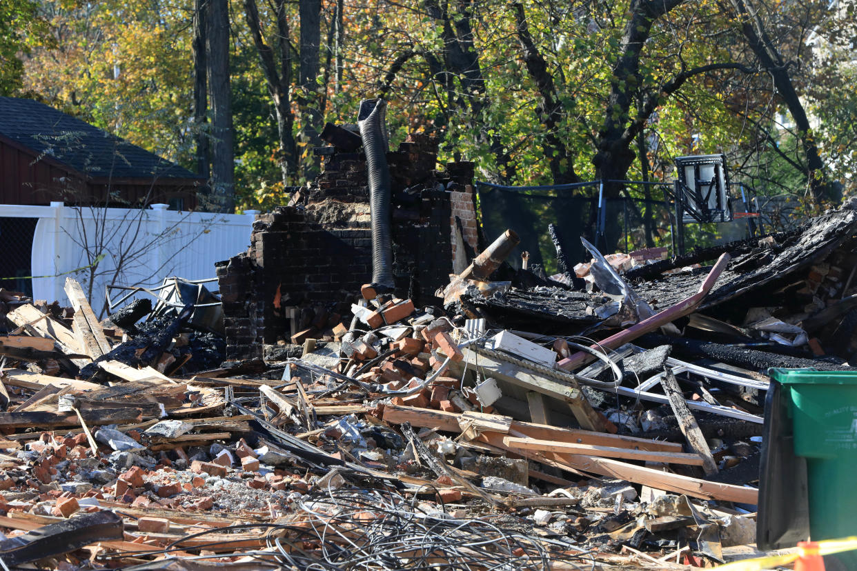 The rubble pile on Brick Row in the Village of Wappingers Falls on November 3, 2023. The 4 unit building was demolished following a gas main explosion and subsequent fire that destroyed much of the structure.