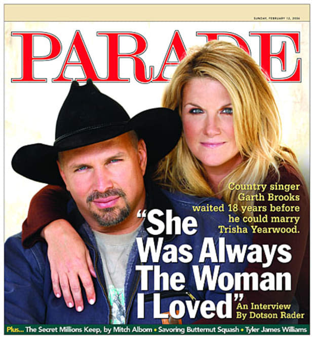 <p>“She was always the woman I loved,” Brooks, then 44, said on this cover of <em>Parade</em>. He and the country star had married that year after nearly 20 years of being married to other people and unrequited love. Brooks had proposed in front of 7,000 fans at Buck Owens’ Crystal Palace in Bakersfield, California.</p>