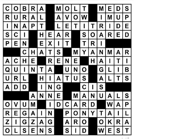 USA TODAY Network newspaper crossword, sudoku puzzle answers today