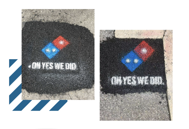 Domino’s contribution to fixing potholes in Milford, Delaware. Screenshot from pavingforpizza.com