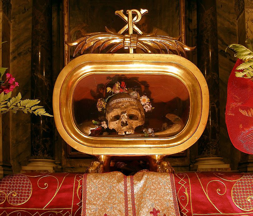 A relic of Saint Valentine in the church of Santa Maria in Cosmedin, Rome