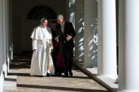 <p>“Though there were many poignant moments of the President and Pope Francis to choose from, but this frame, as they walked along the Colonnade, was one of my favorites because of the light and the way the President was interacting with His Holiness on September 23, 2015.” (Pete Souza/The White House) </p>