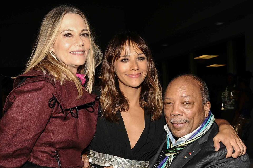 <p>Angela Weiss/Getty </p> Peggy Lipton (left), Rashida Jones (middle) and Quincy Jones (right)