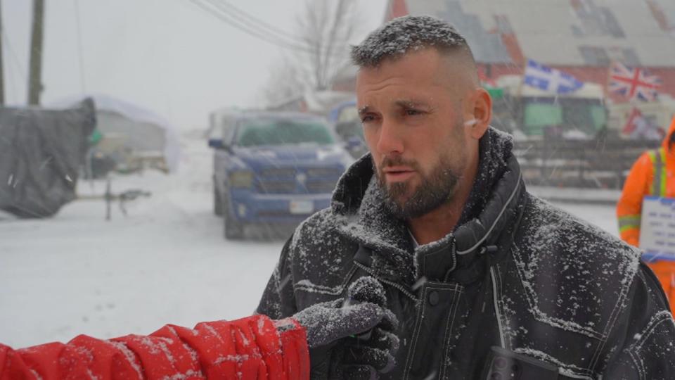 Norman Blanchfield, a participant and supporter of the Freedom Convoy, helps lead the group of protesters staying on Wiggins' land. 