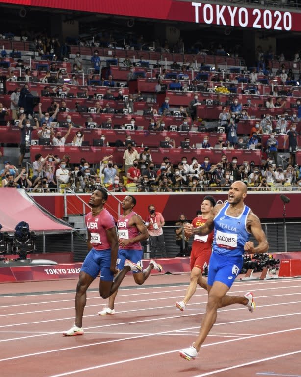 Jacobs en la vitoria en Tokyo 2020.