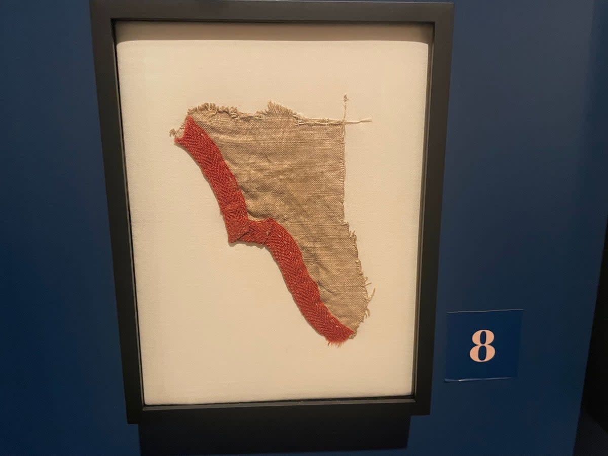 The fragment of George Washington’s war tent on display at the Museum of the American Revolution in Philadelphia, Pennsylvania (Museum of the American Revolution)