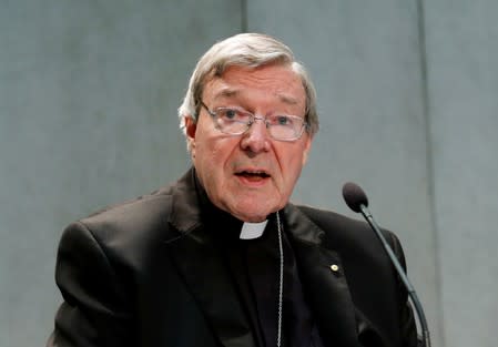 FILE PHOTO: Cardinal George Pell attends news conference at the Vatican