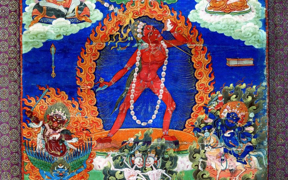 Detail of a Tibetan painting of the goddess Narodakini (c1700-1900), featured in Tantra at the British Museum - Trustees of the British Museum