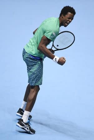 Britain Tennis - Barclays ATP World Tour Finals - O2 Arena, London - 13/11/16 France's Gael Monfils celebrates during his round robin match with Canada's Milos Raonic Action Images via Reuters / Tony O'Brien Livepic