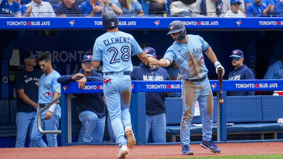 Blue Jays call-ups Ernie Clement and Davis Schneider are poised for big roles down the stretch. (THE CANADIAN PRESS/Andrew Lahodynskyj)