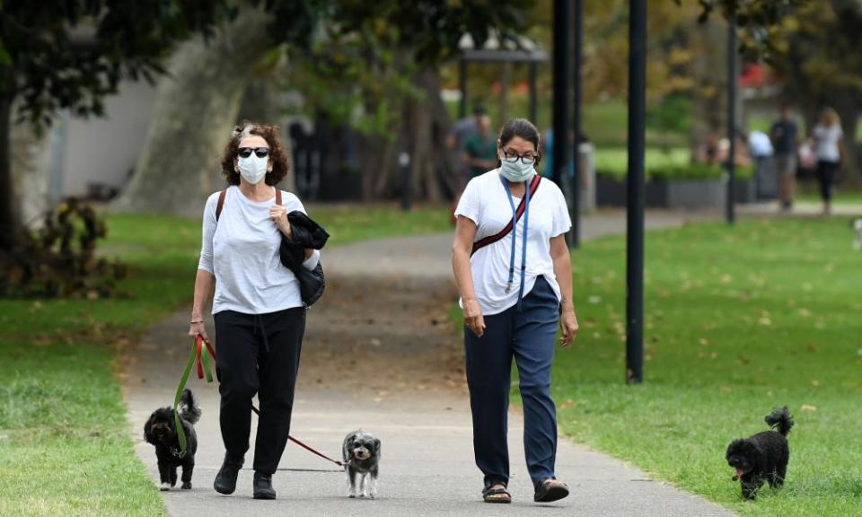 People seen on a walk through Rushcutters Bay park in Sydney, NSW, Australia on Wednesday 1 April.