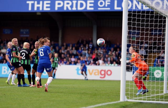 Chelsea's Sjoeke Nusken scores against Brighton