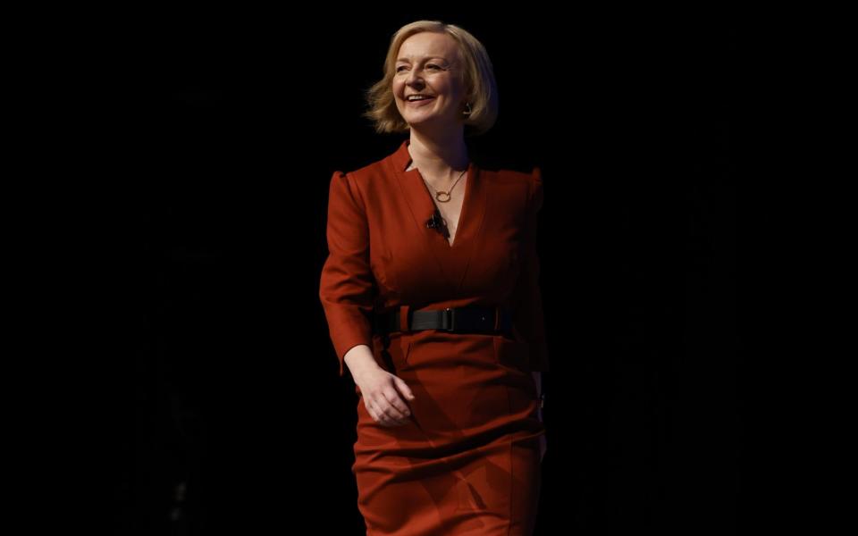 Liz Truss, the Prime Minister, is pictured in Birmingham this morning - Geoff Pugh for The Telegraph