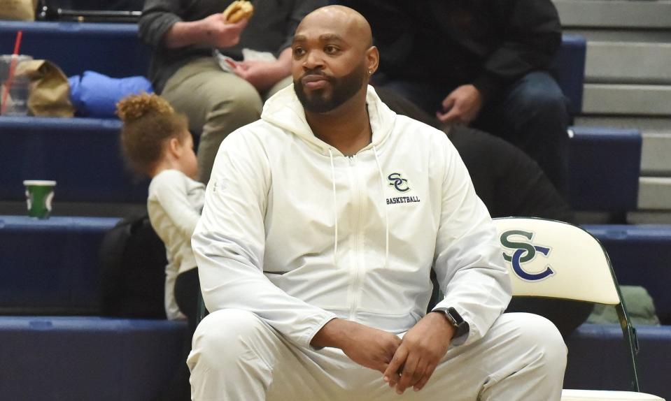 Former Richwoods all-American and current South County (Virginia) coach Mike Robinson returned to the Peoria area in January 2023 as his team played in a basketball tournament in Metamora.