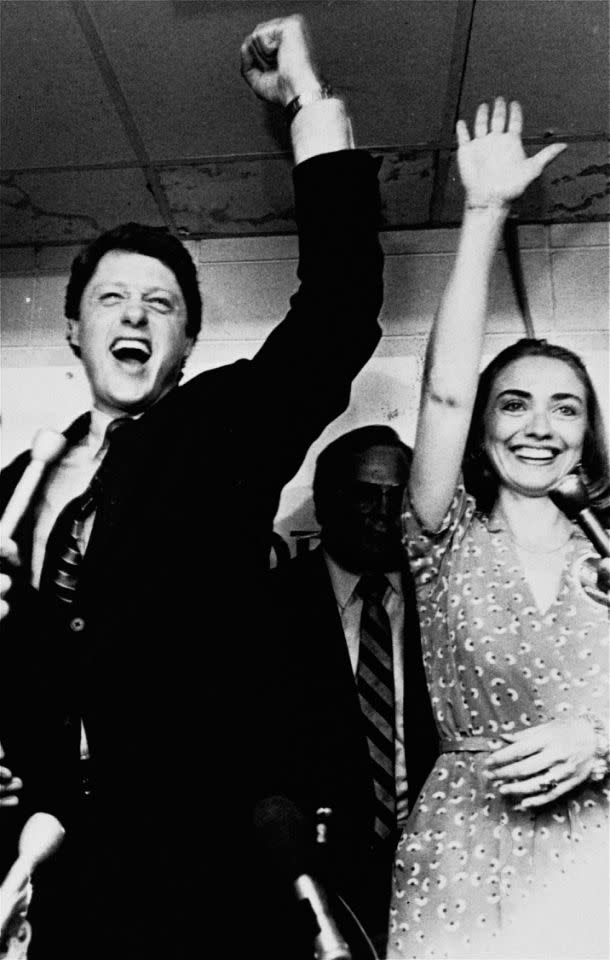 Hillary and former Gov. Bill Clinton celebrate his victory in 1982