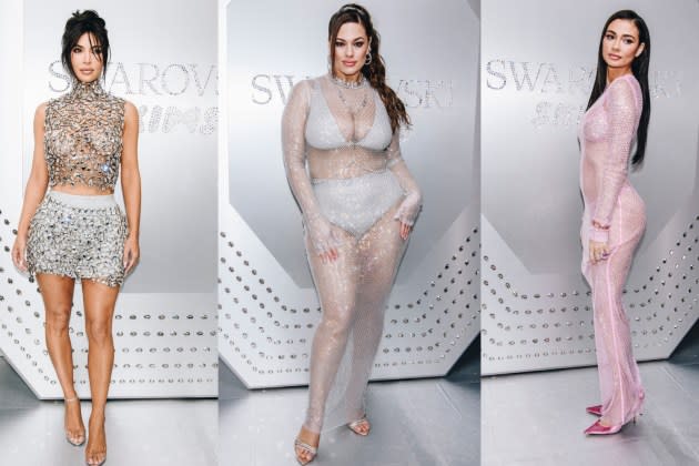 Kim Kardashian, Ashley Graham Go Sheer for Swarovski x Skims Launch - Yahoo  Sports