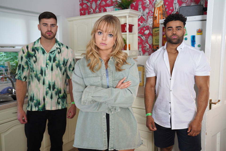romeo nightingale, rayne royce and prince mcqueen in hollyoaks
