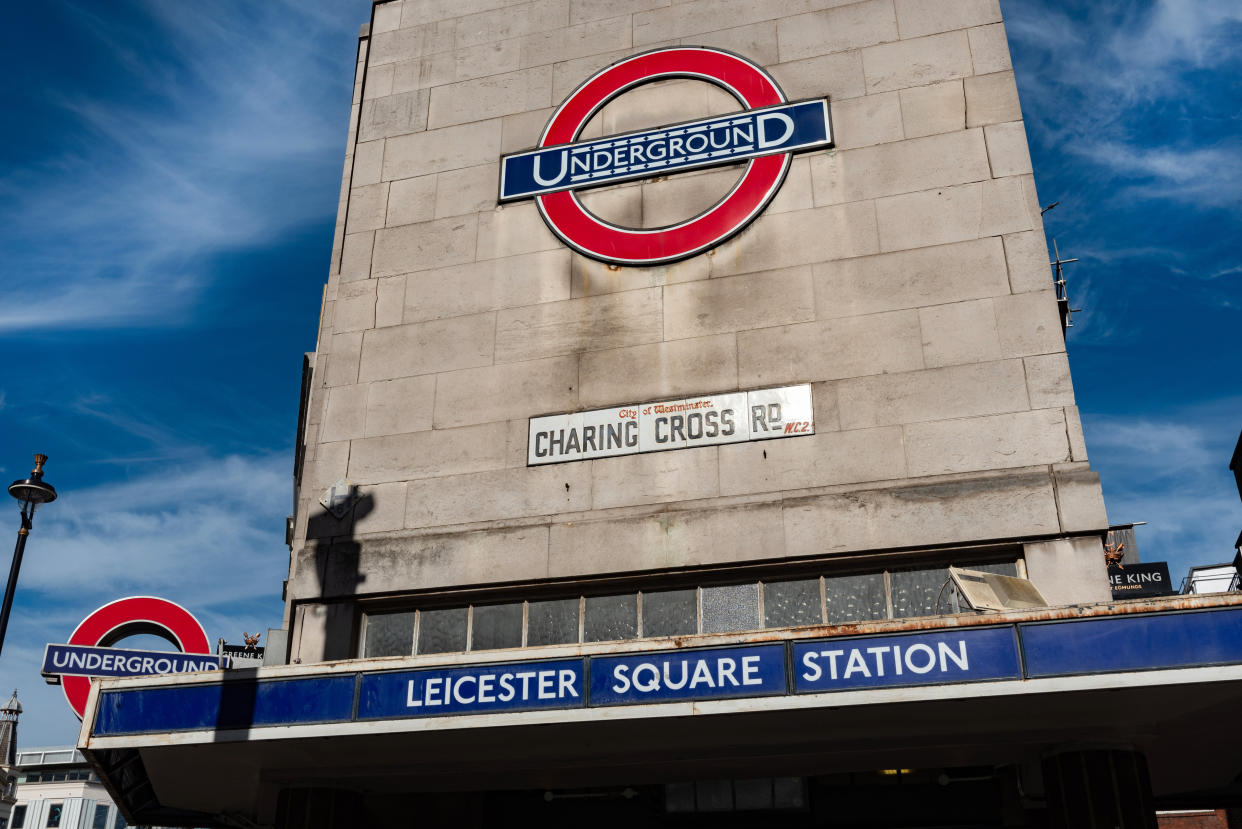 LONDON, UNITED KINGDOM - 2022/06/28: Leicester Square Tube Station on Charing Cross road in Westminster, Central London. (Photo by John Wreford/SOPA Images/LightRocket via Getty Images)