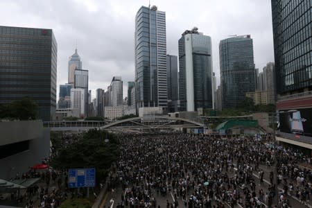 Protesters demonstrate against a proposed extradition bill in Hong Kong
