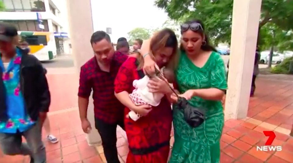 Nauer arrives at court with her young daughter. Source: 7News