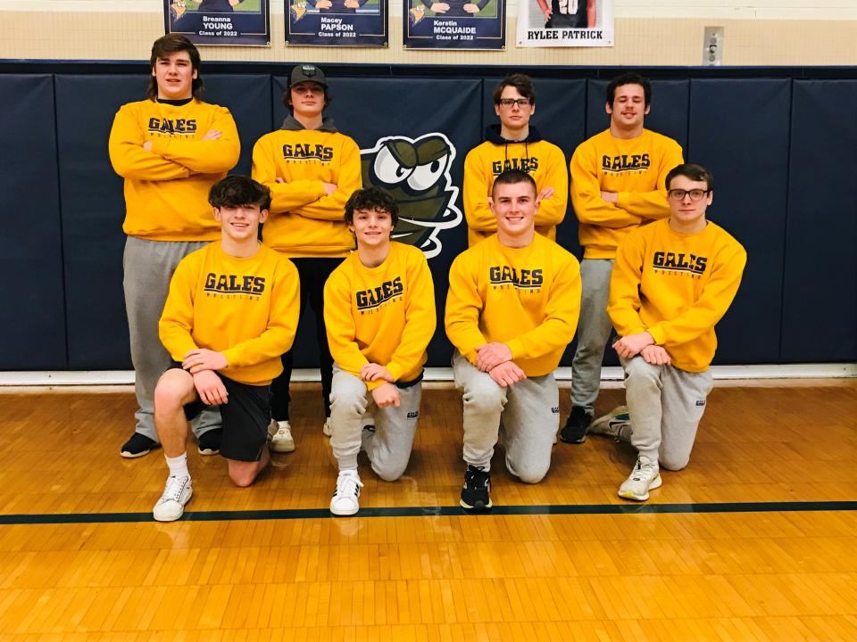 The Lancaster varsity wrestling team has won seven consecutive Ohio Capital Conference championships and will go for their eighth straight when they travel to Newark on Feb. 10. The eight seniors on the team are, from row, left to right: Colton Hullinger, Aidan Agin, Ajay Locke and Tyler Weilbacher. Second row, L-R: Tim Lewellen, Bryce Chase, Brody Chase and Ty Hedges.
