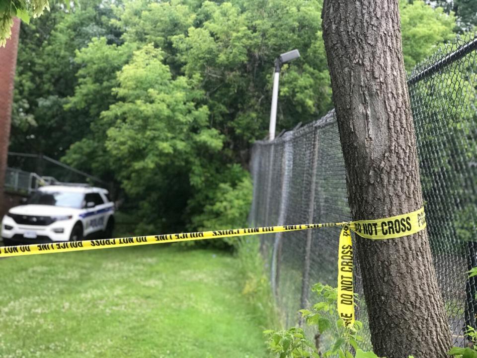 Police tape is strung up on June 29, 2024, near the scene of a homicide in east Ottawa. Ottawa police say 19-year-old Yousef Salaman was shot to death the night before.